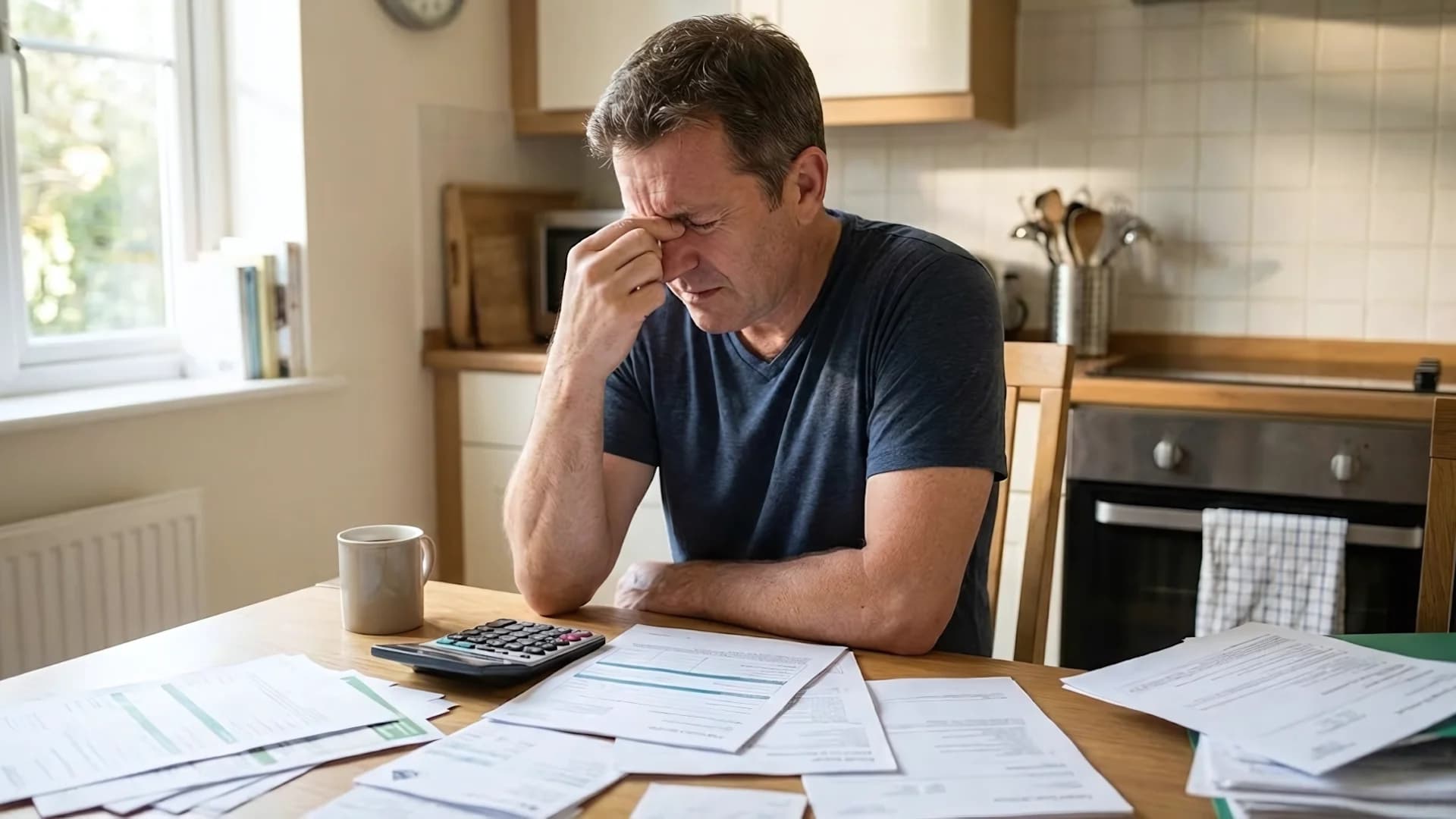 Frustrated homeowner reviewing HELOC documents and realizing costly mistakes